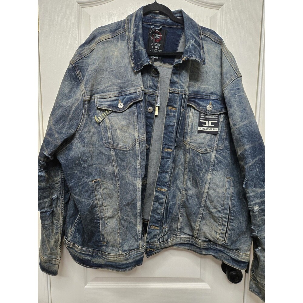 JORDAN CRAIG Mens Distressed / Stretch Denim  Jacket Death Valley  6XL